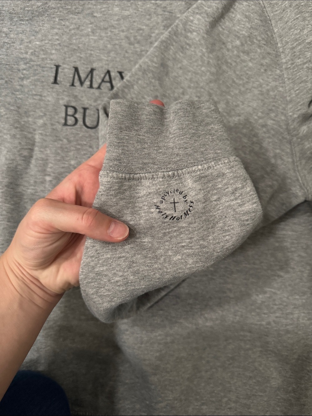 “I May Be Wrong But I Doubt It” Off-Shoulder Grey Crewneck - Picture 5 of 5